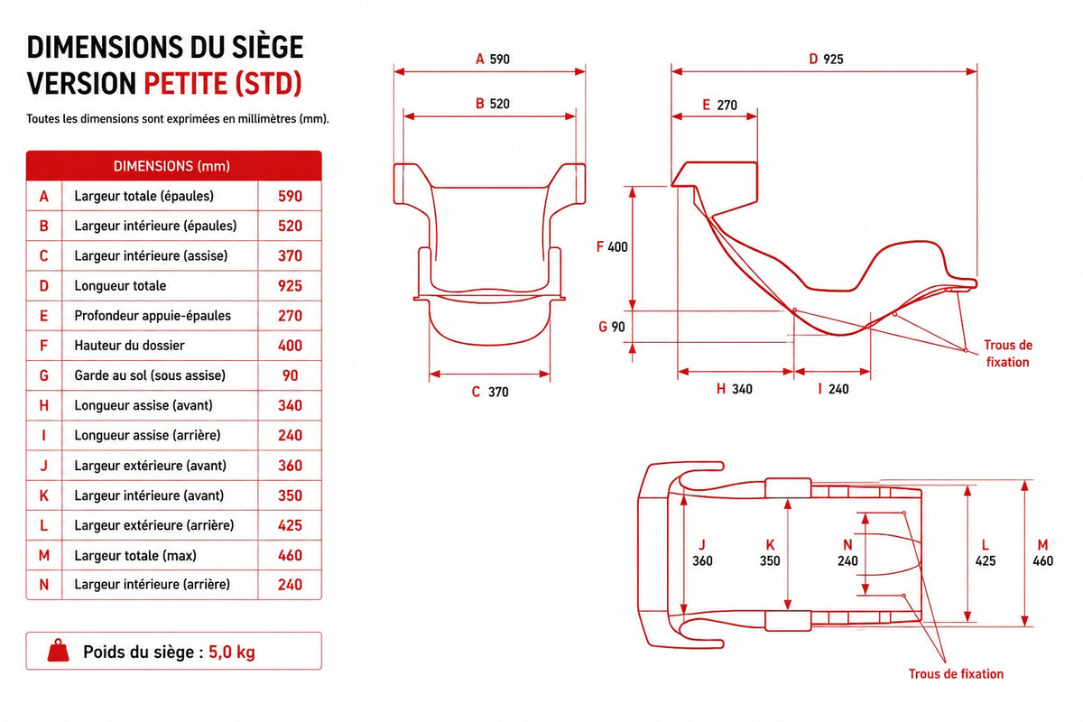 RCC MK8-2S Formula LMP Seat - RED