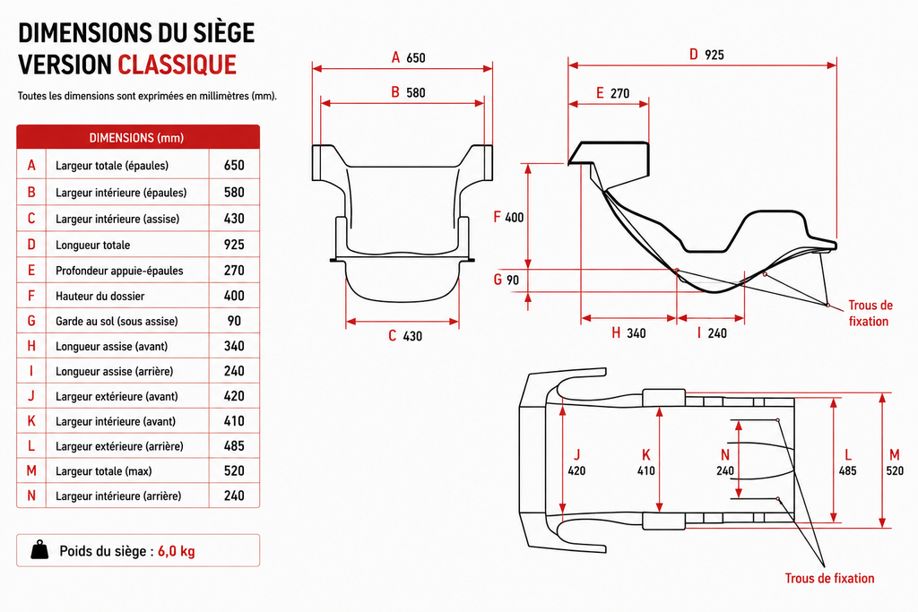 RCC MK8-2S Formula LMP Seat - RED