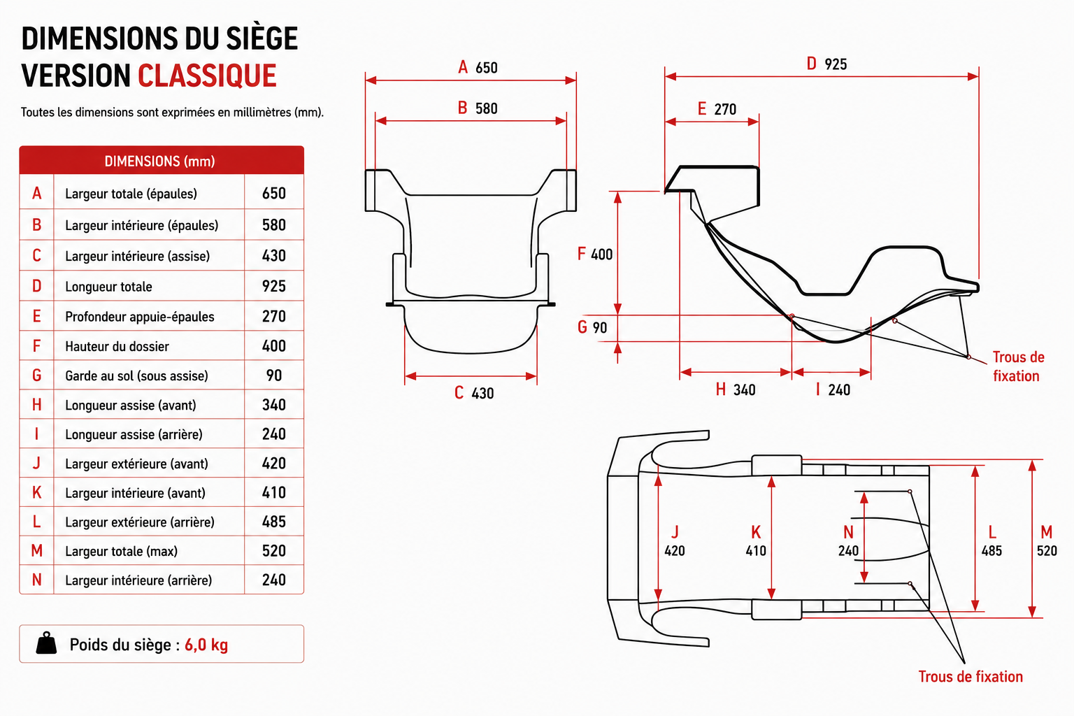 RCC MK8-2S Formula LMP Seat - RED